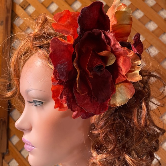 Fabulous New Fabric VELVET ROSE Huge PINUP VLV Style HAIR CLIP - Picture 6 of 8